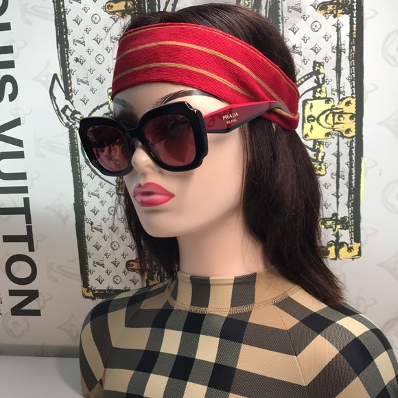 New Authentic Prada Black & Red Sunglasses – Modern Luxury Design PR16Y - Picture 1 of 14